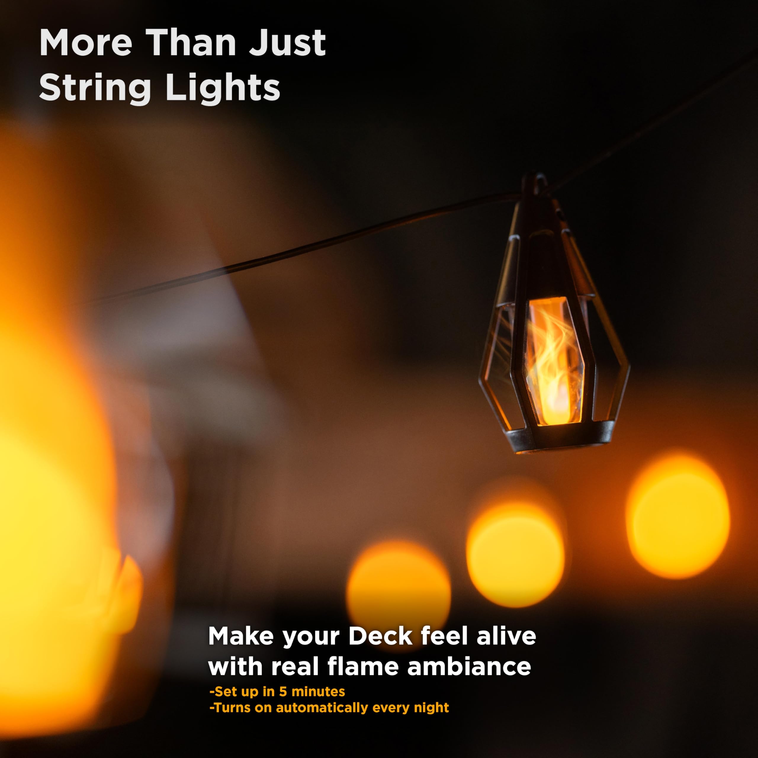 Solar String Lights - 10 Flickering LED Bulbs