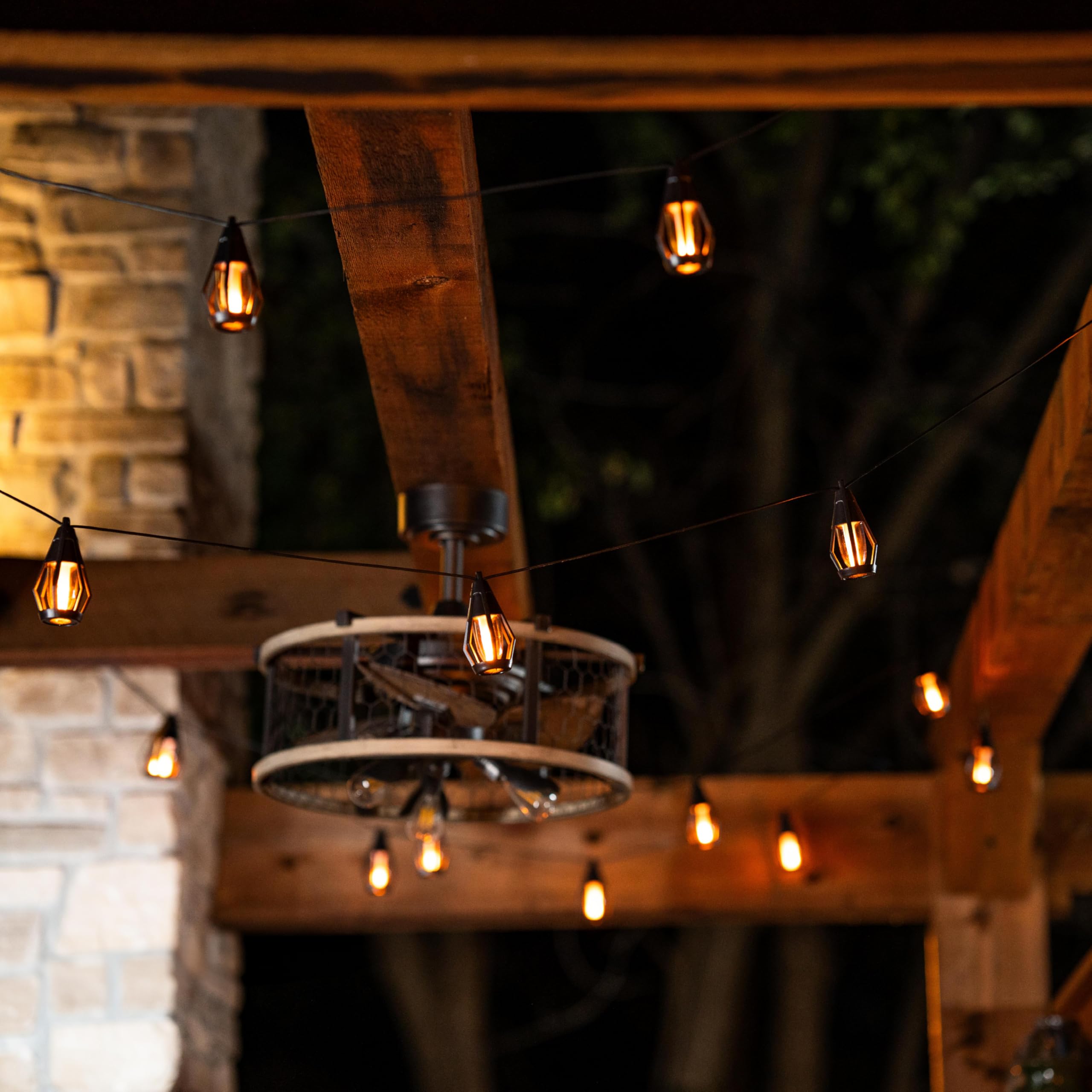 Solar String Lights - 10 Flickering LED Bulbs