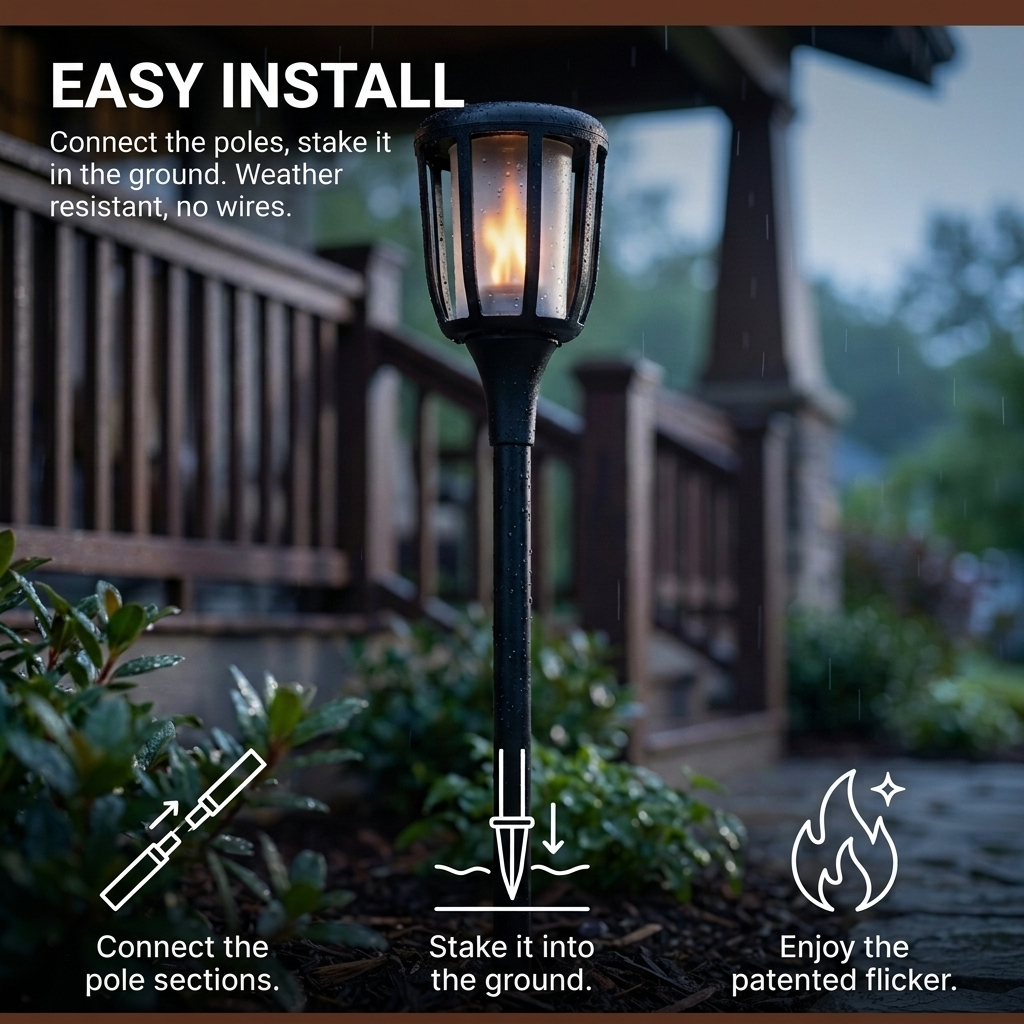 Solar Rustic Torch